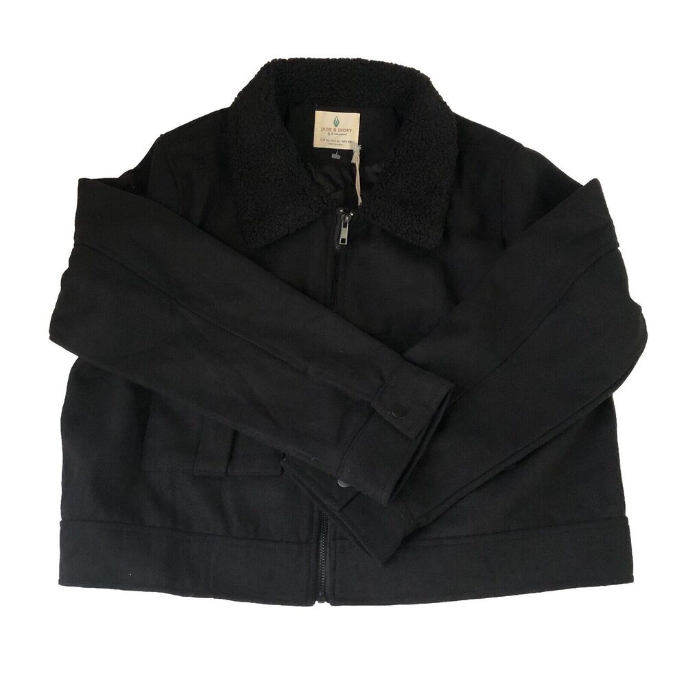 Jade & Ivory By 26 International Crop Jacket Fleece Collar Size XL  NWT